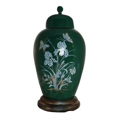 Iris Green Ceramic Cremation Urn